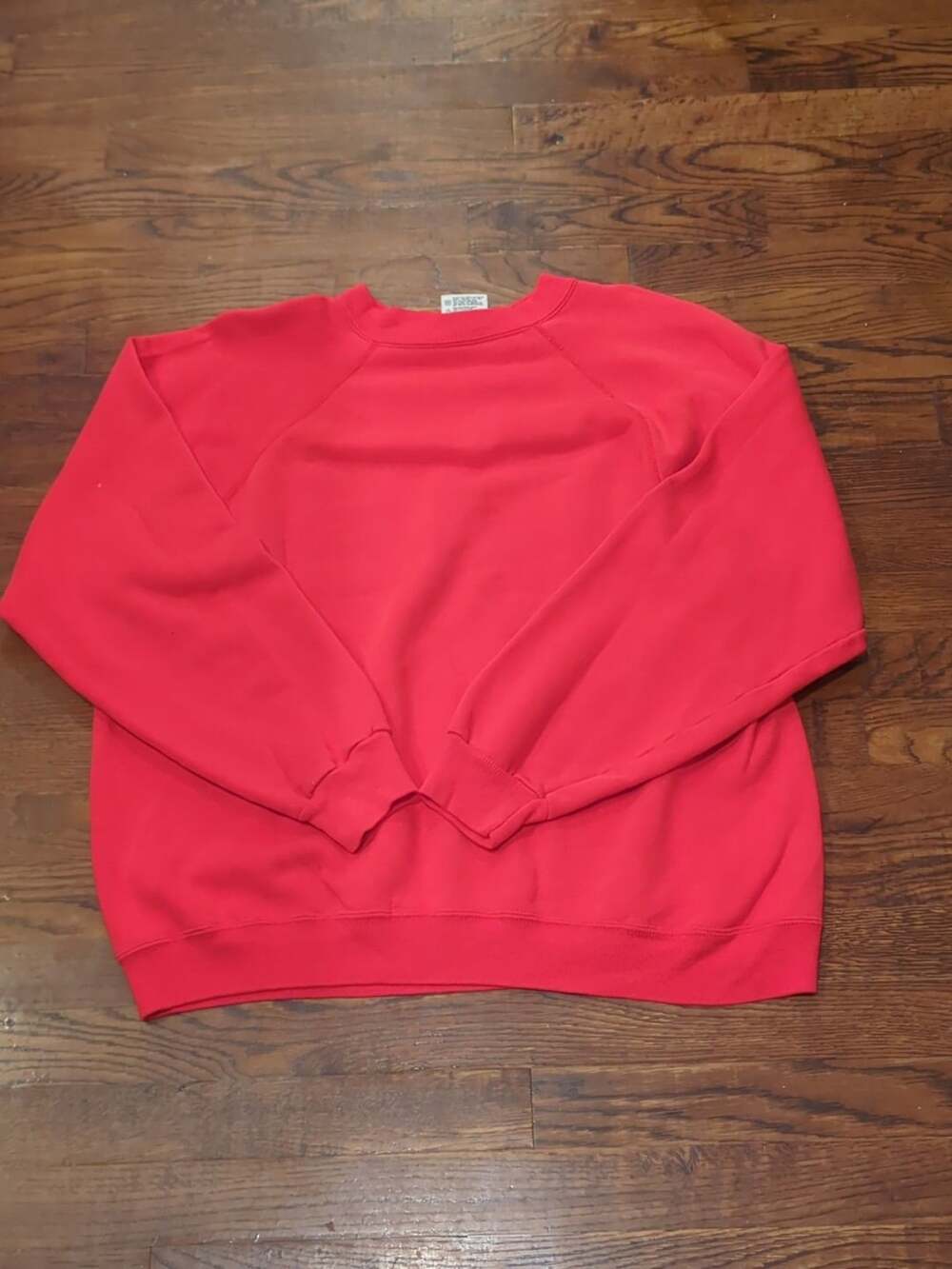 Hanes Sweatshirt Size XL Red Vintage Crewneck Raglan USA Made blank